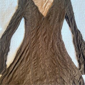 Brown Long Sleeve Dress